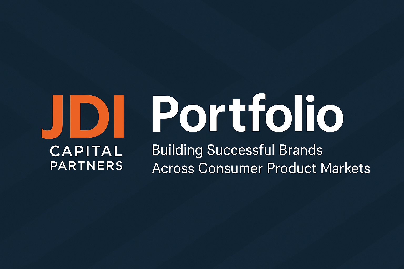 Hero banner for the JDI Capital Partners Portfolio page featuring company brands and investments
